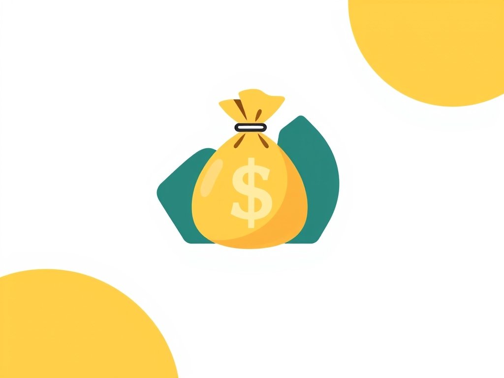 Minimalistisch gouden geldzakje met geometrische vormen die vermogen symboliseren.