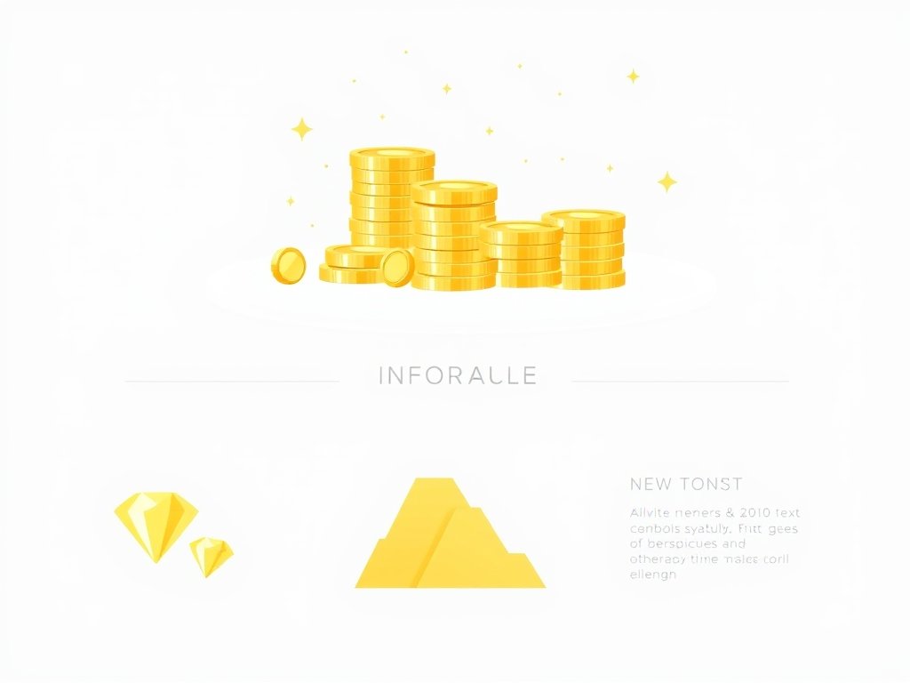 Gouden munten, diamanten en abstracte gouden staven als symbool van vermogen.