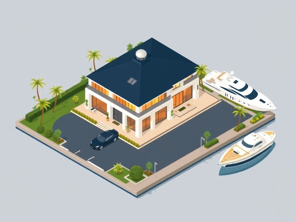 Luxe moderne villa met sportwagen, tuin en privéjacht bij Petrouschka Dahmen vermogen.