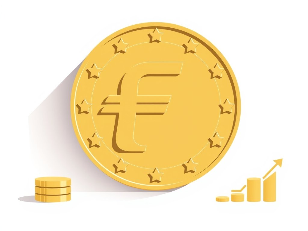 Gouden euro munt en financiële symbolen in een minimalistisch ontwerp, representatief voor Klaas Dijkhoff vermogen.