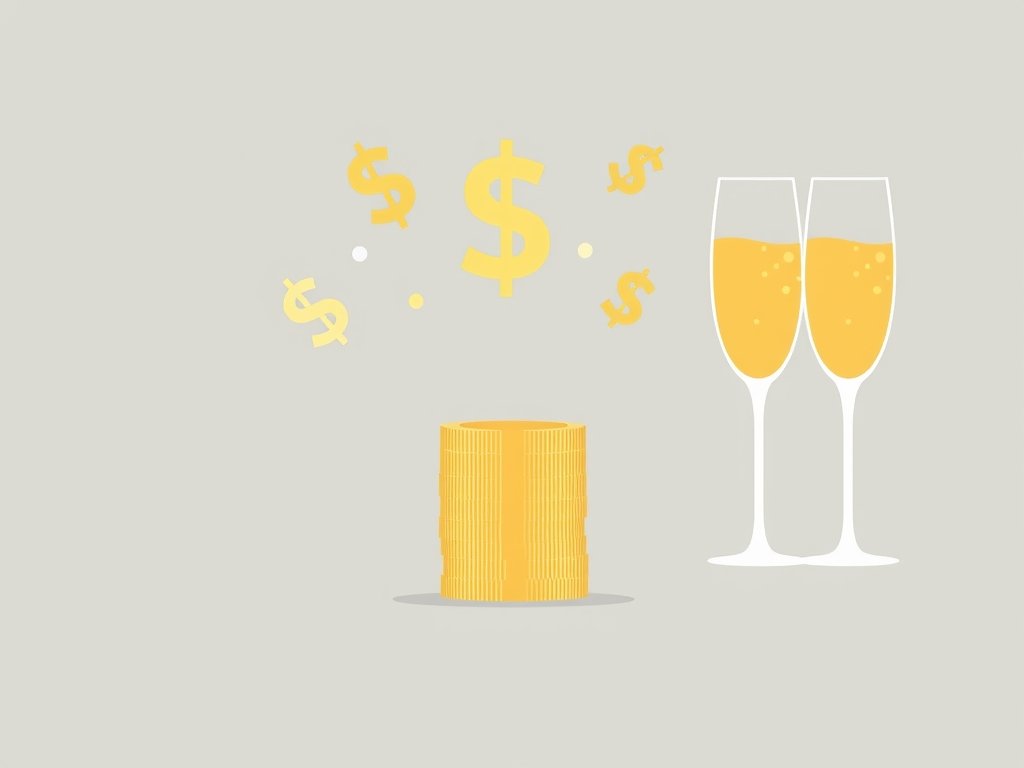 Gouden munten en champagneglazen als symbool van rijkdom en vermogen van Jake Paul.